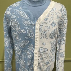 Lavane cardigan sweater button front paisley sky blue regular fit